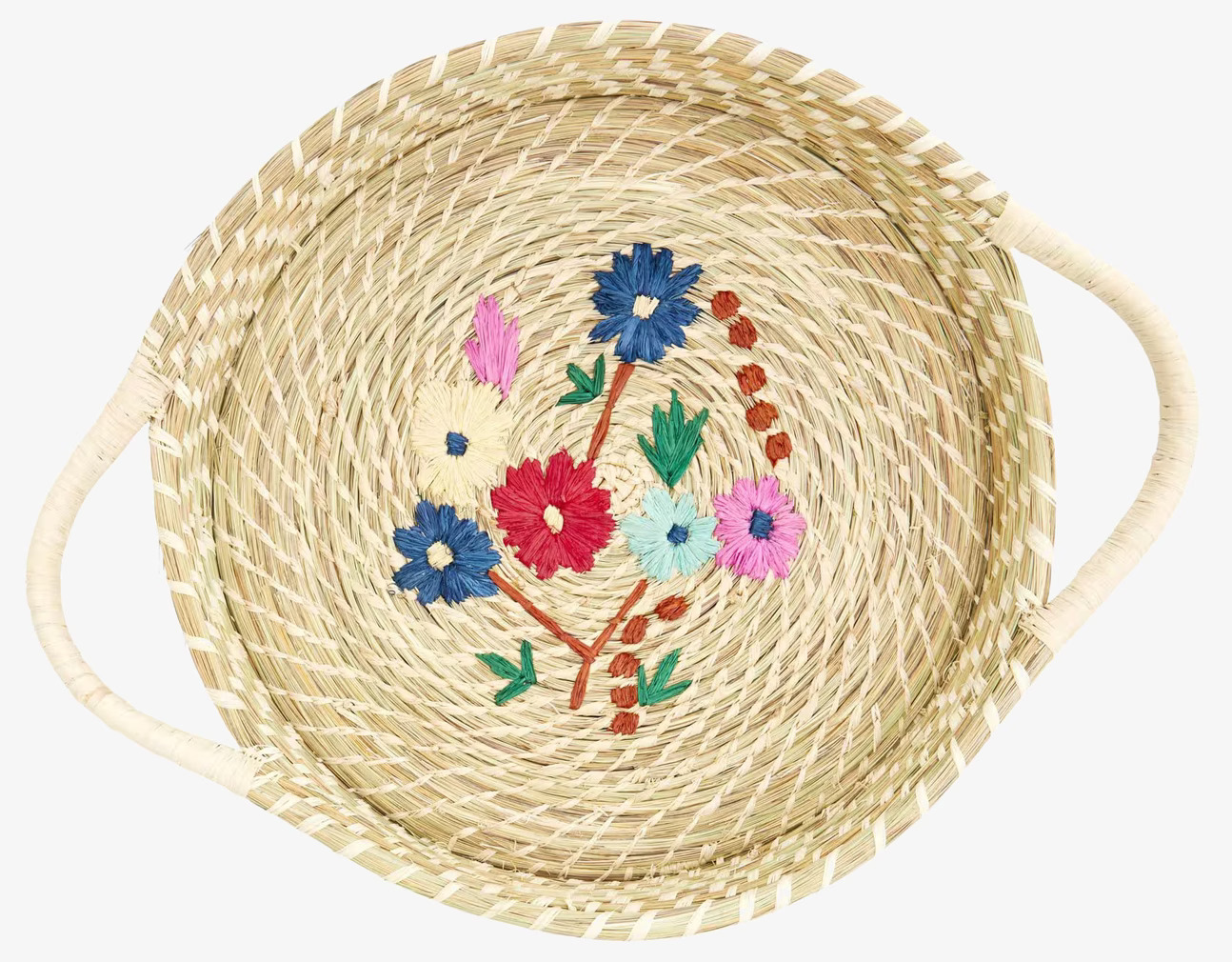 Brödkorg Raffia Flower från Rice med färgglada blommor