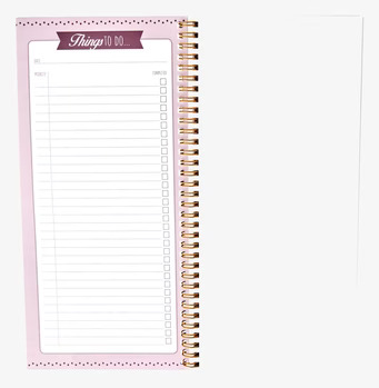 Block - To Do från Rice mot vit bakgrund, spiralbundet i guld