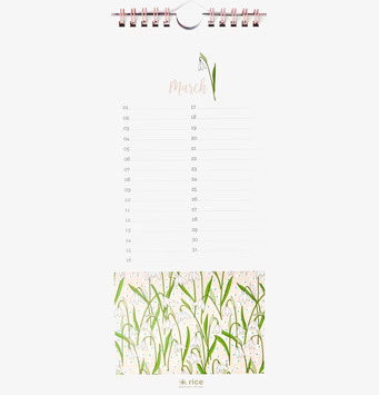 Evighetskalender - Födelsedag från Rice med snödroppemotiv