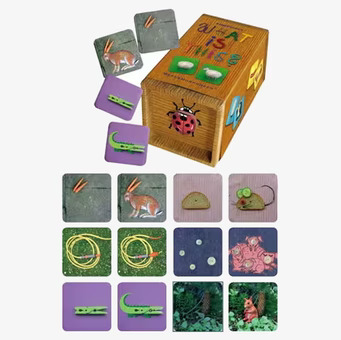 Memory med en tvist från Metermorphosen, färgglada kort