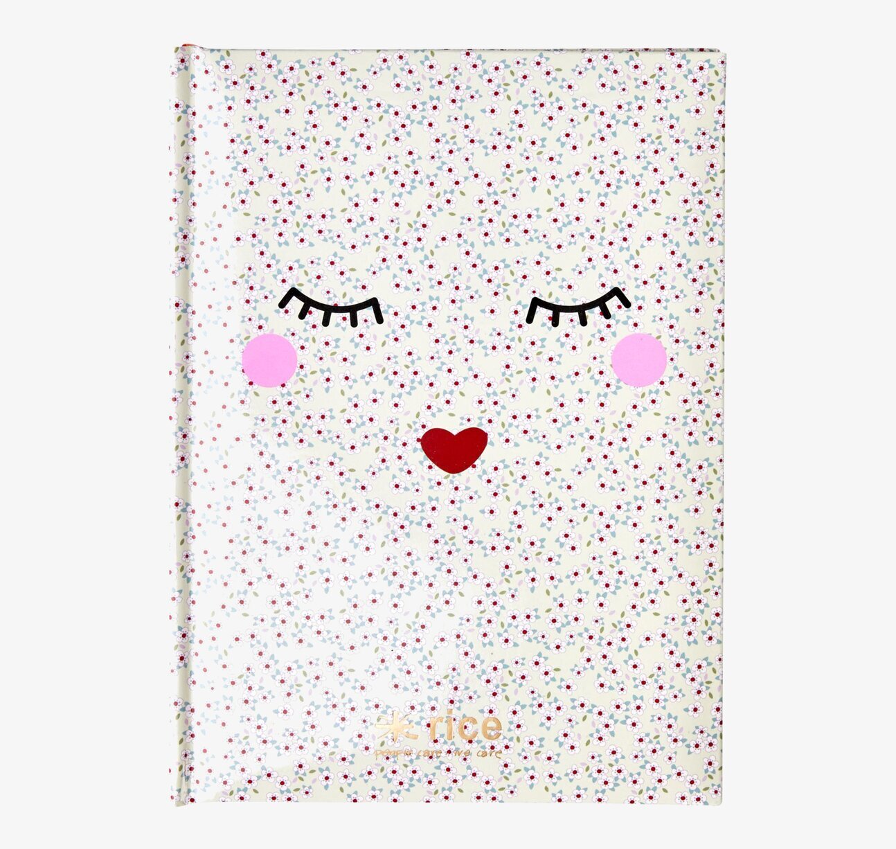 Skrivbok A5 Rice från Rice med blommigt mönster och ansikte