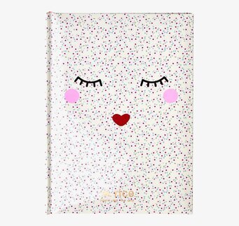 Skrivbok A5 Rice från Rice med blommigt mönster och ansikte