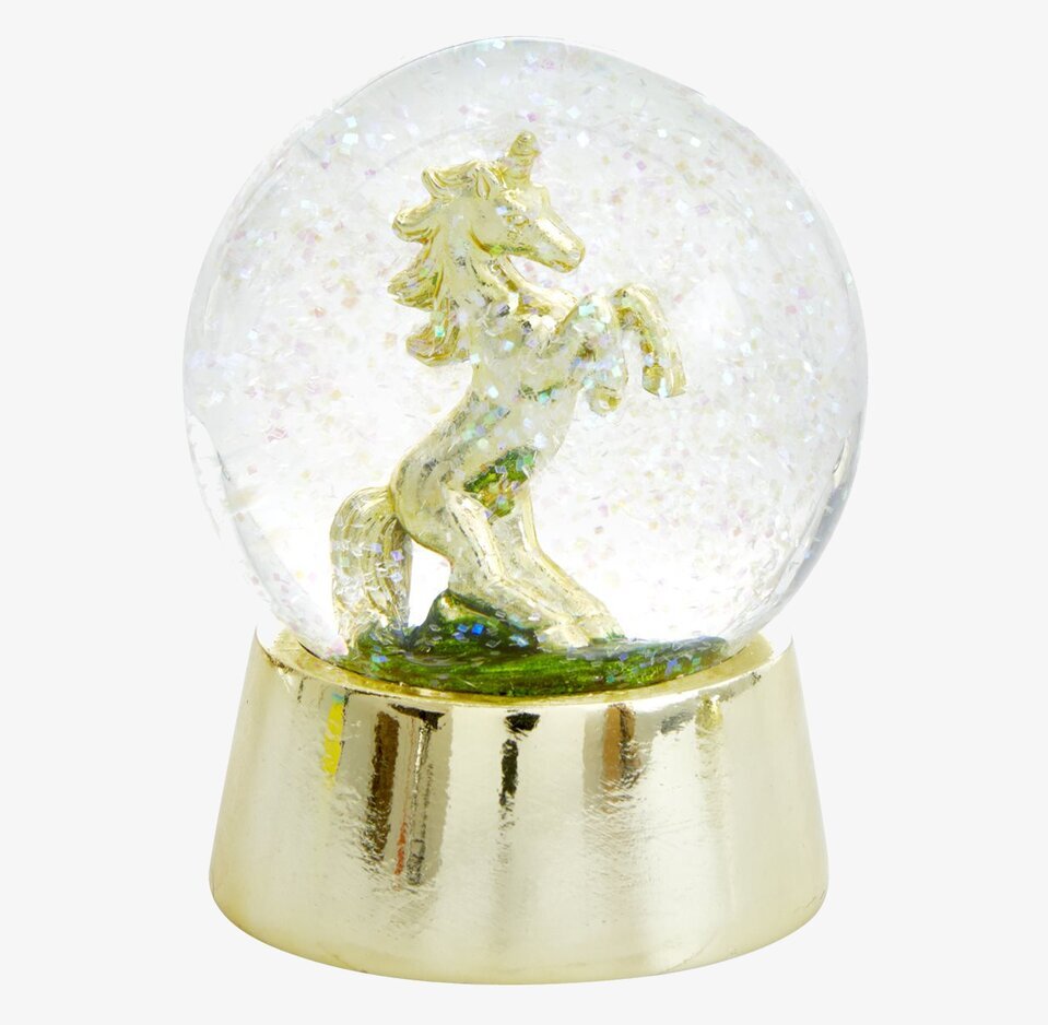 Snöglob Enhörning från Rice med gyllene detaljer och glitter