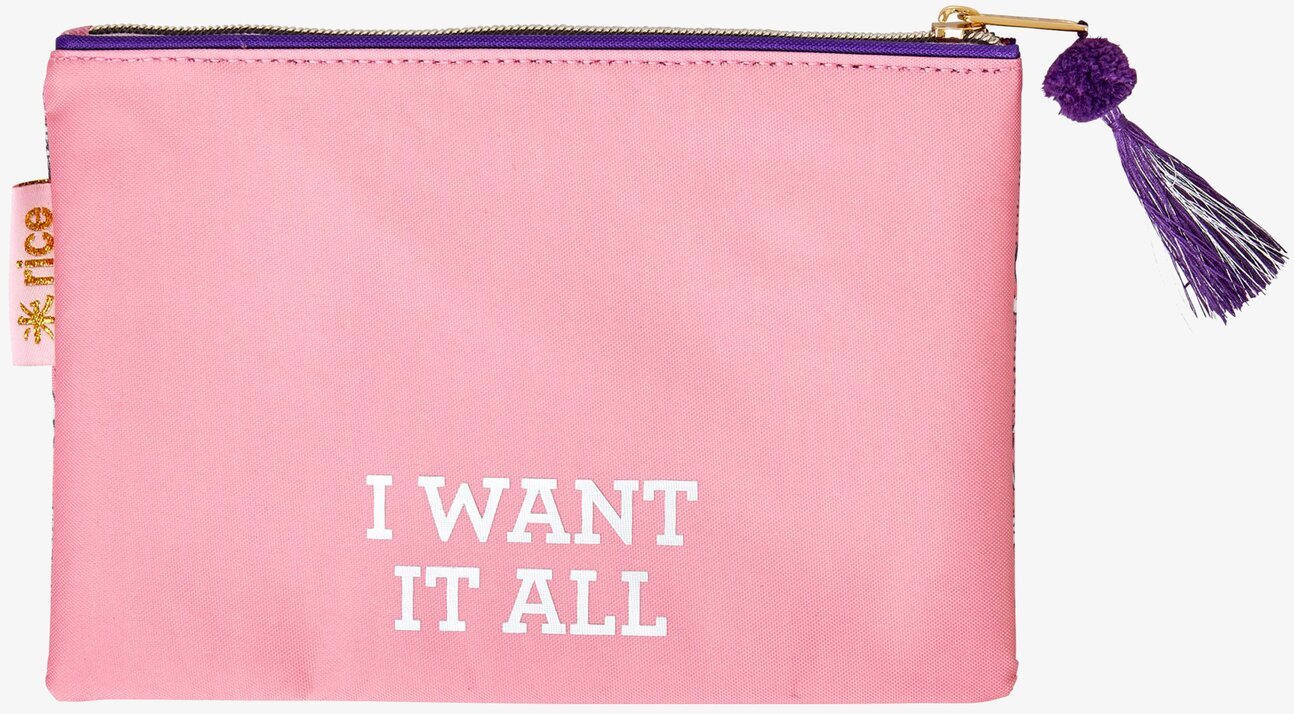 Fodral Surfplatta från Rice i rosa med texten I WANT IT ALL