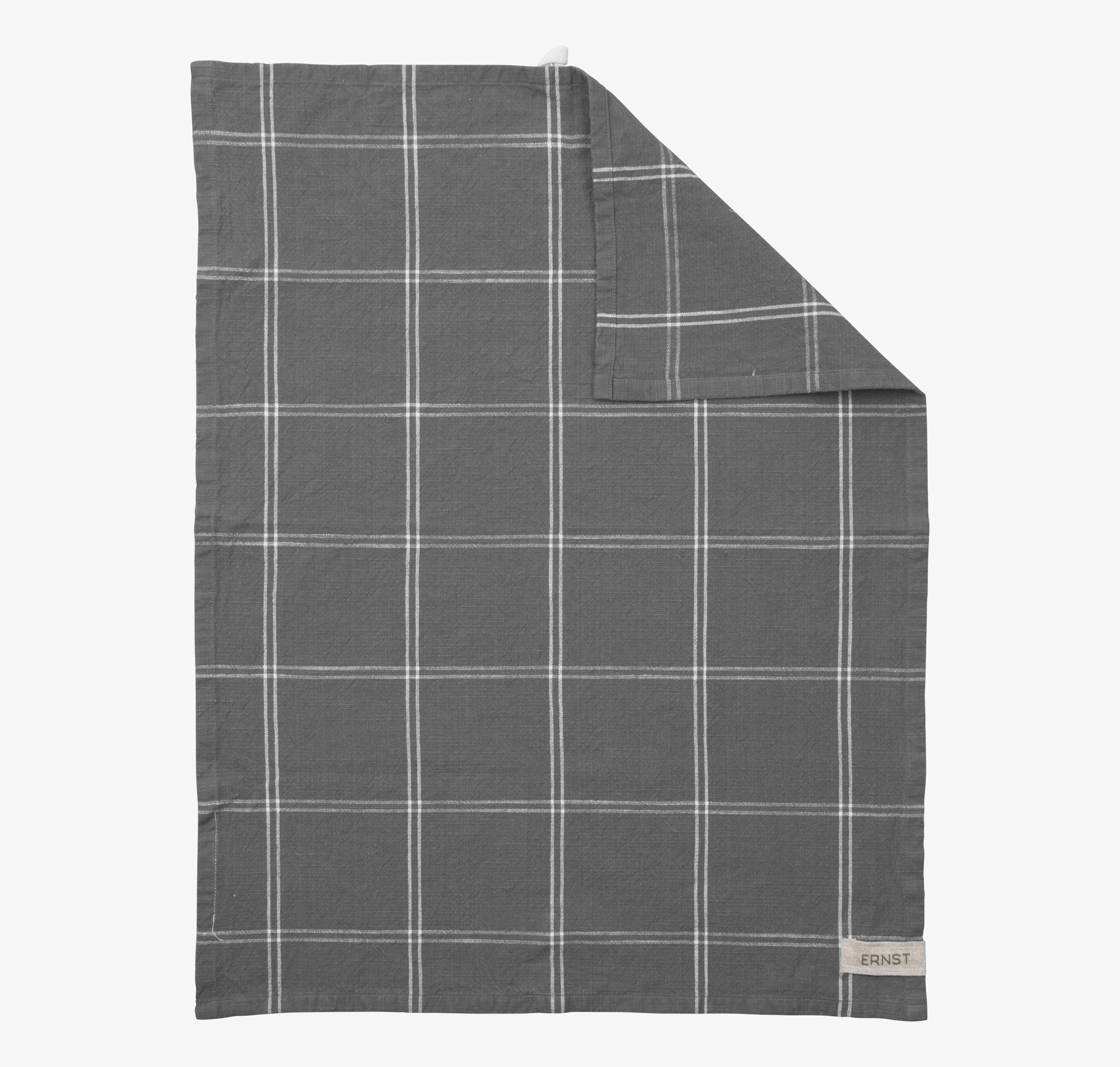 Kökshandduk Mörkgrå/Vit från Ernst med tidlöst rutmönster