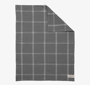 Kökshandduk Mörkgrå/Vit från Ernst med tidlöst rutmönster