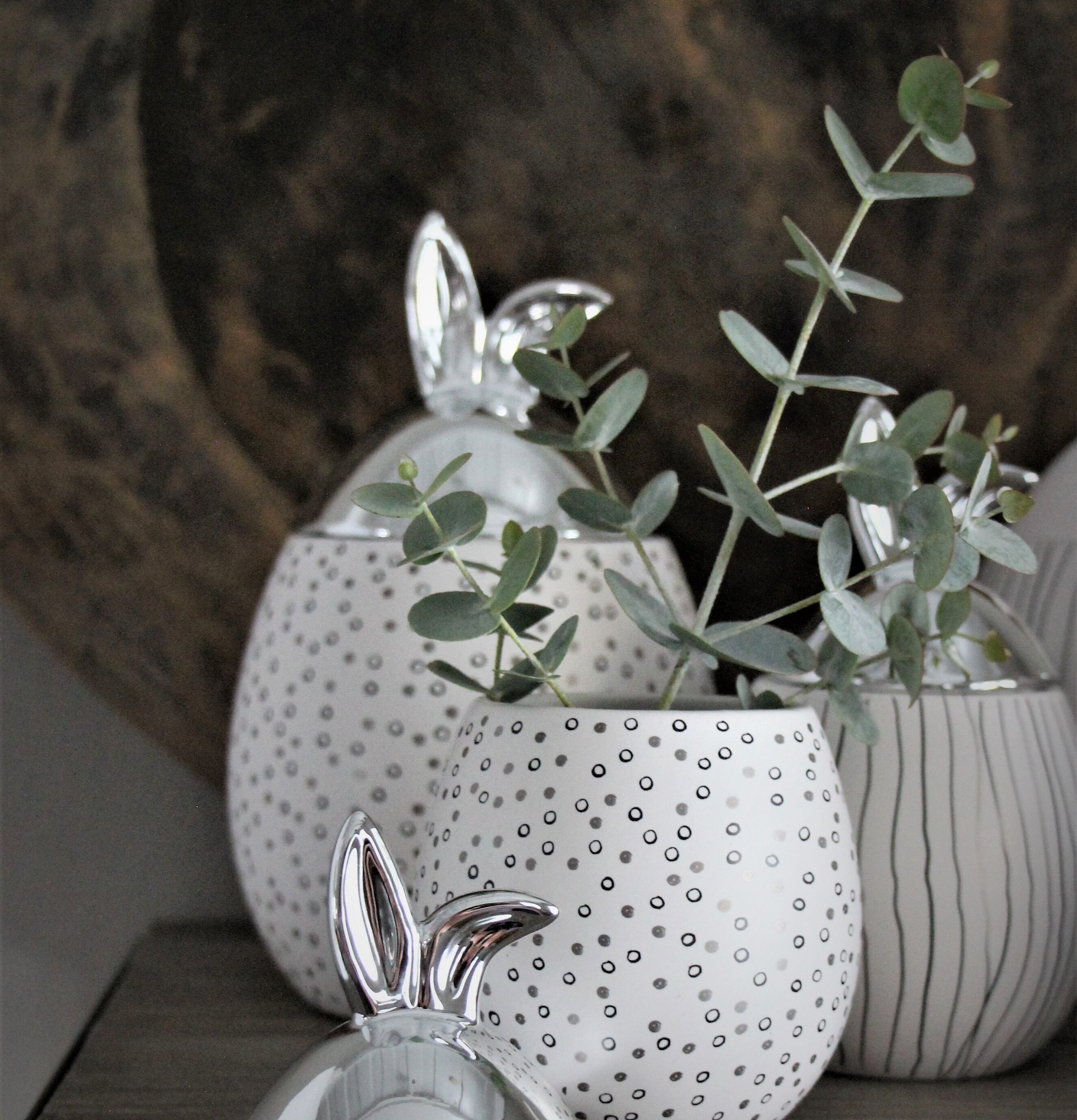 Rabbit Jar Prickig Silver S från Majas Cottage med kaninöron
