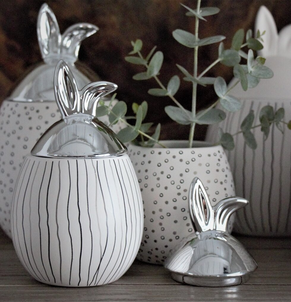 Rabbit Jar Randig Silver S från Majas Cottage med kaninöron