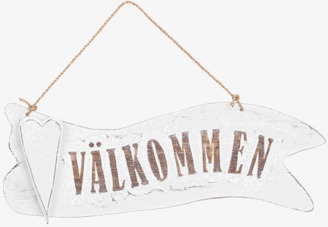 Skylt Välkommen från Different Design med rustik vit finish