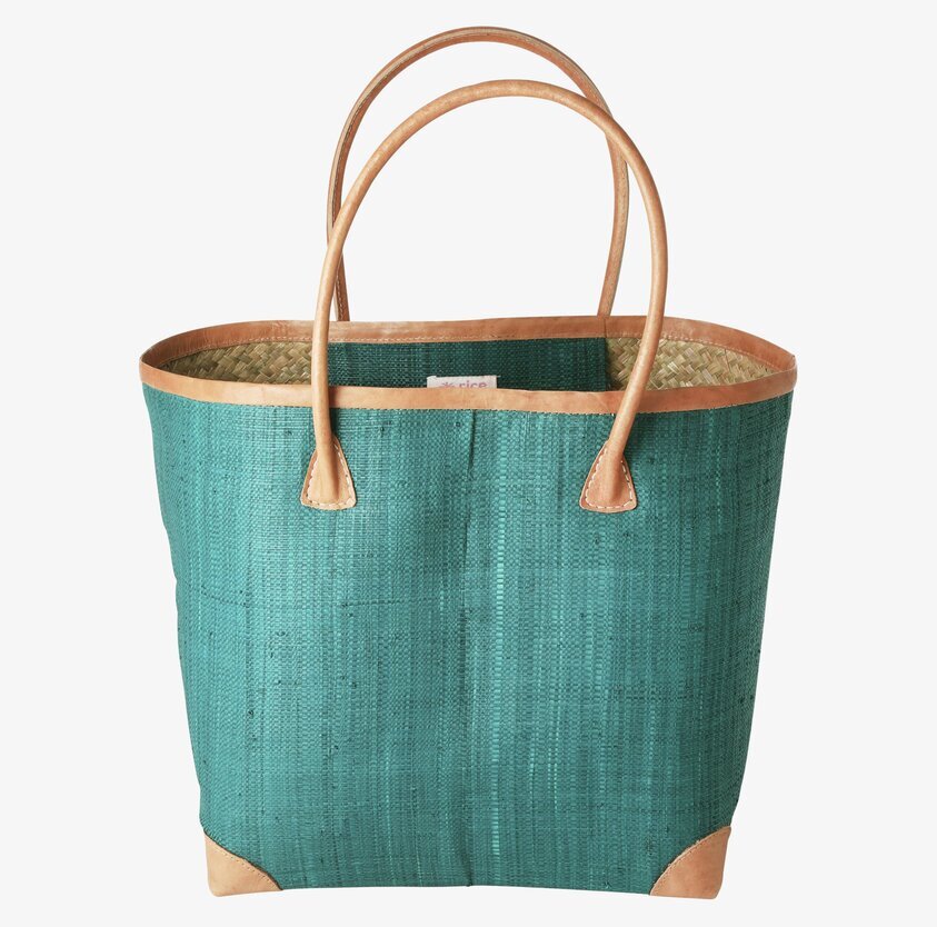 Raffia Shoppingväska Emerald Green Large från Rice