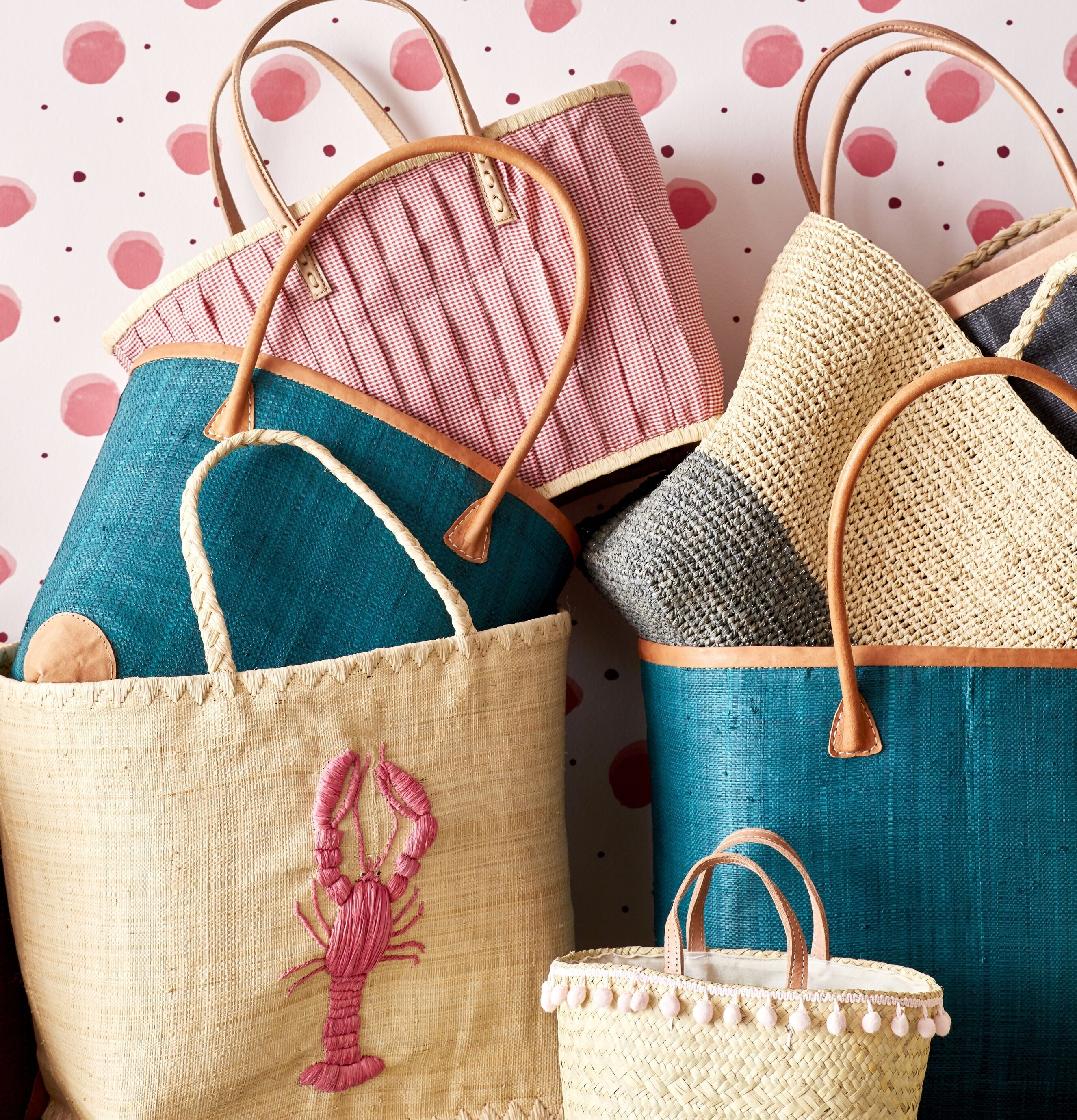 Raffia Shoppingväska Emerald Green Medium från Rice