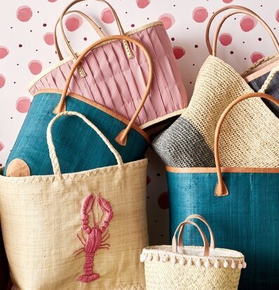 Raffia Shoppingväska Emerald Green Medium från Rice