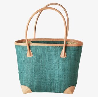 Raffia Shoppingväska Emerald Green Medium från Rice