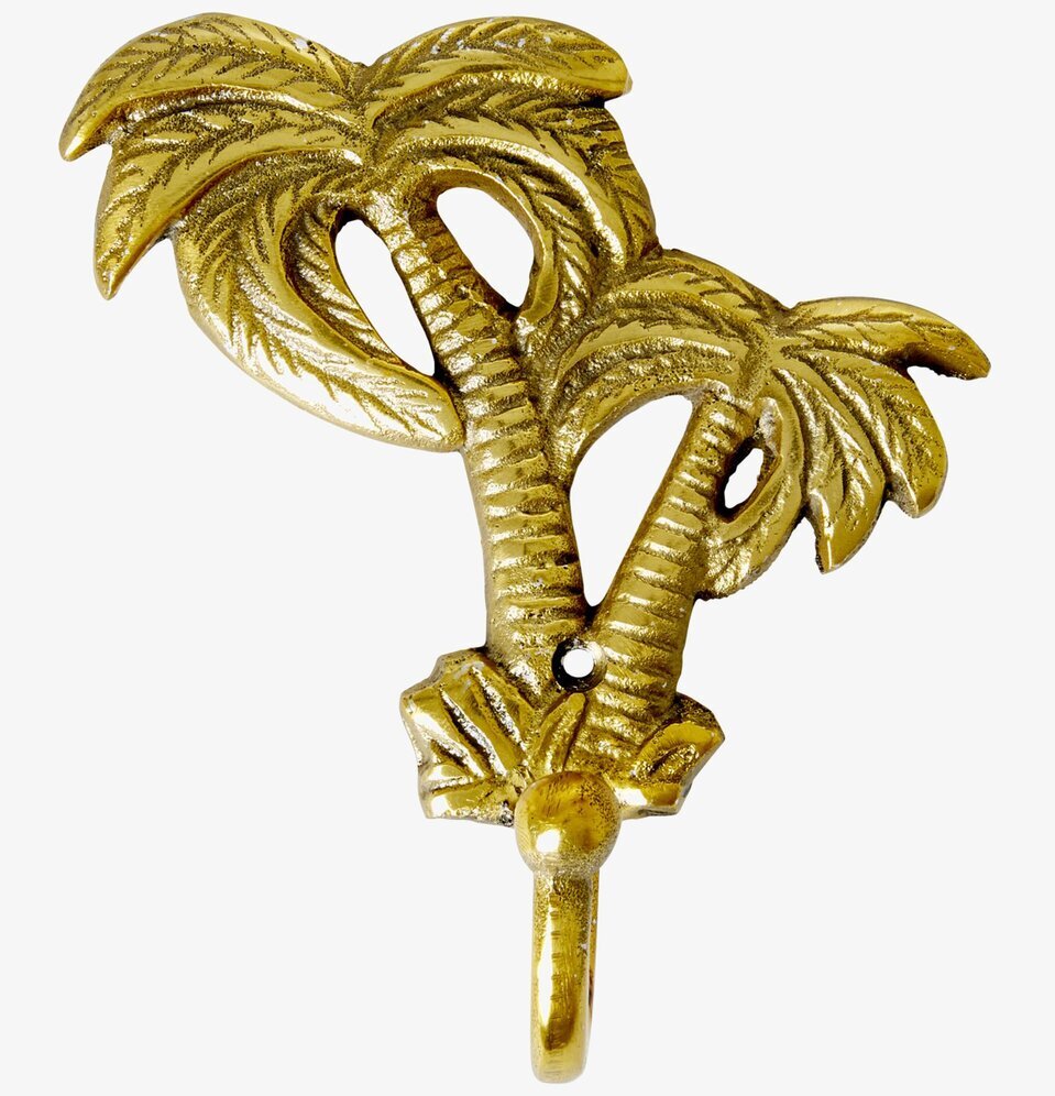 Mässingskrok Palm från Rice med två detaljerade palmträd