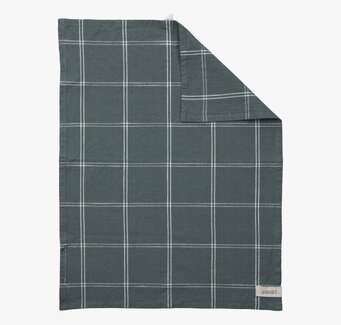 Kökshandduk Grön/Vit från Ernst med rutmönster och etikett