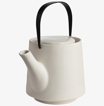 Tekanna Stengods Vit från Ernst med svart handtag