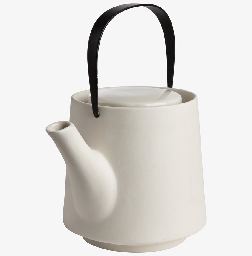 Tekanna Stengods Vit från Ernst med svart handtag