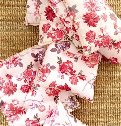 Golvkudde Rose Print Cotton Quilt Stolsdyna Kudde Möbler & Dynor Rice Kuddar Innerkuddar Kuddfodral Täcken, filtar,