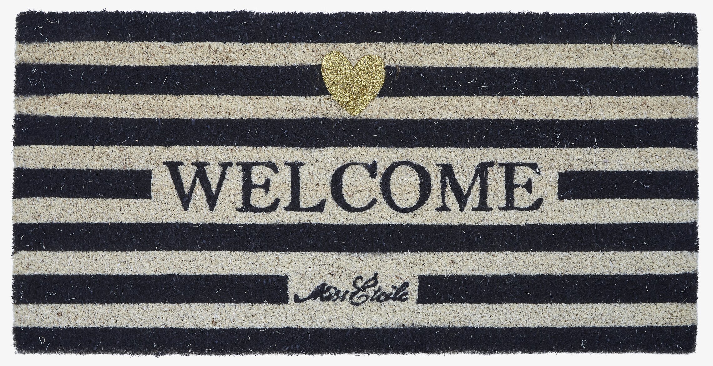 Dörrmatta - Welcome från Miss Etoile med ränder och text