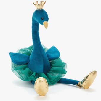 Fancy Peacock från Brigbys, blå plyschpåfågel med krona