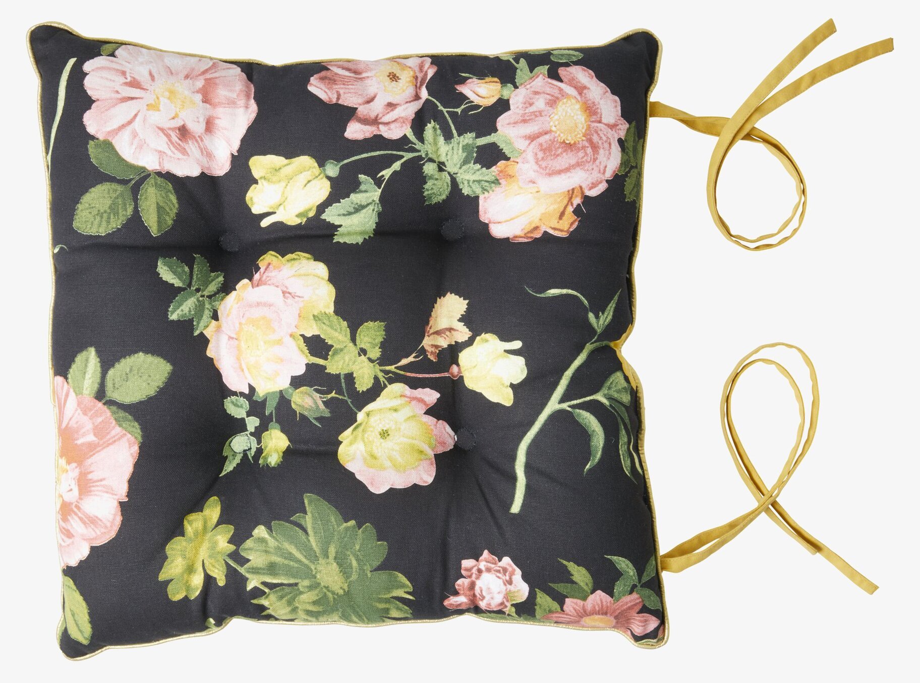 Stolsdyna Dark Rose Print från Rice med blommigt mönster