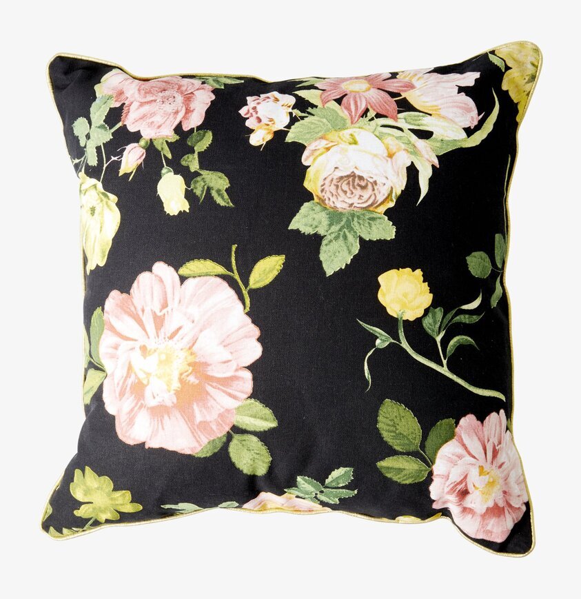 Kudde Dark Rose Print från Rice med färgstarkt blommönster