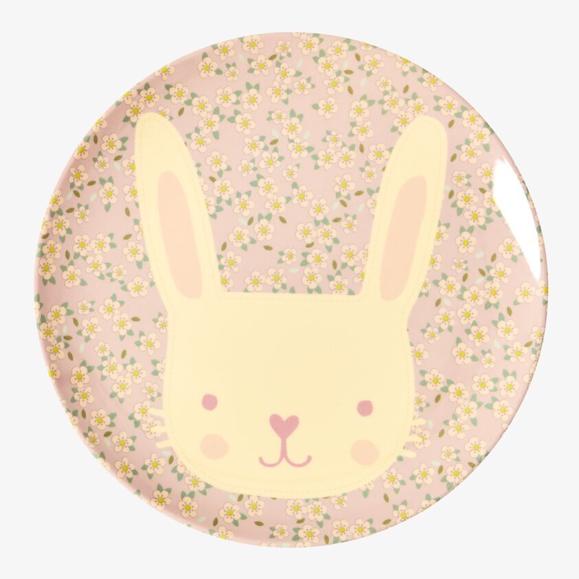Barntallrik Kanin Ljuslila från Rice med blommigt mönster