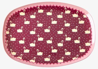 Tallrik Swan Print Bordeaux från Rice med svanmönster