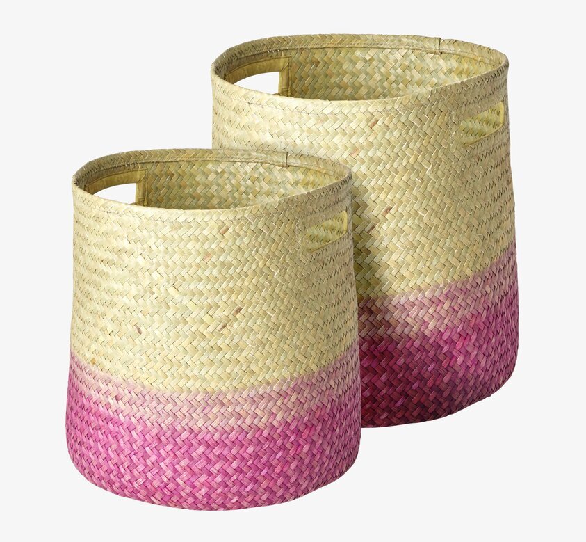 Förvaringskorg Rosa från Rice med flätat naturmaterial