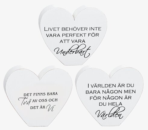 Stående Hjärta Med Text från Different Design, tre hjärtan
