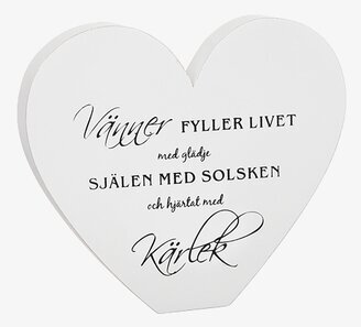 Stående Hjärta Vänner från Different Design, vit trähjärta