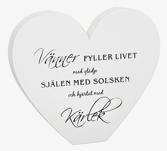 Stående Hjärta Vänner från Different Design, vit trähjärta