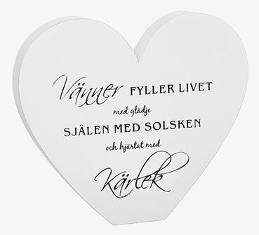 Stående Hjärta Vänner från Different Design, vit trähjärta