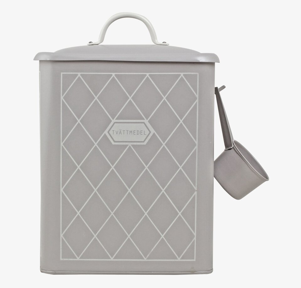 Plåtburk Rut Tvättmedel från Strömshaga med skopa