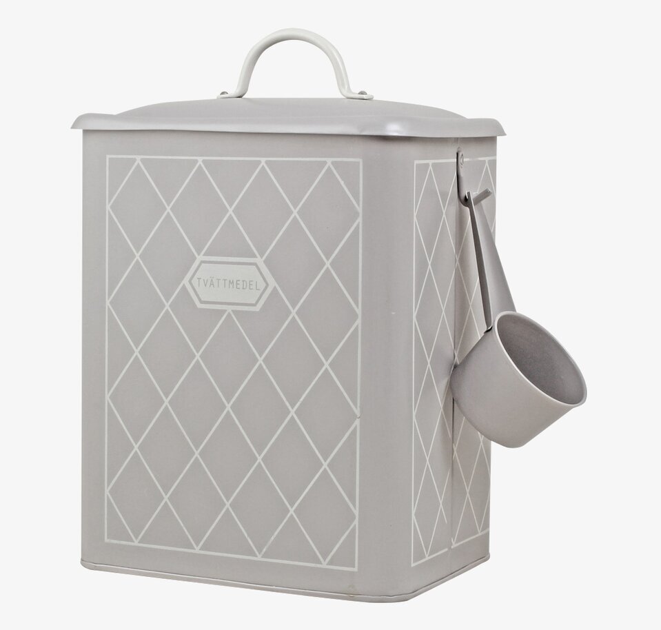 Plåtburk Rut Tvättmedel från Strömshaga med skopa och lock