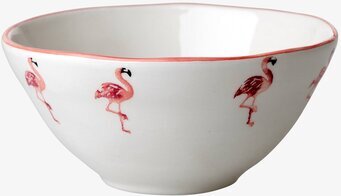 Keramikskål Flamingo från Rice med handmålade flamingor
