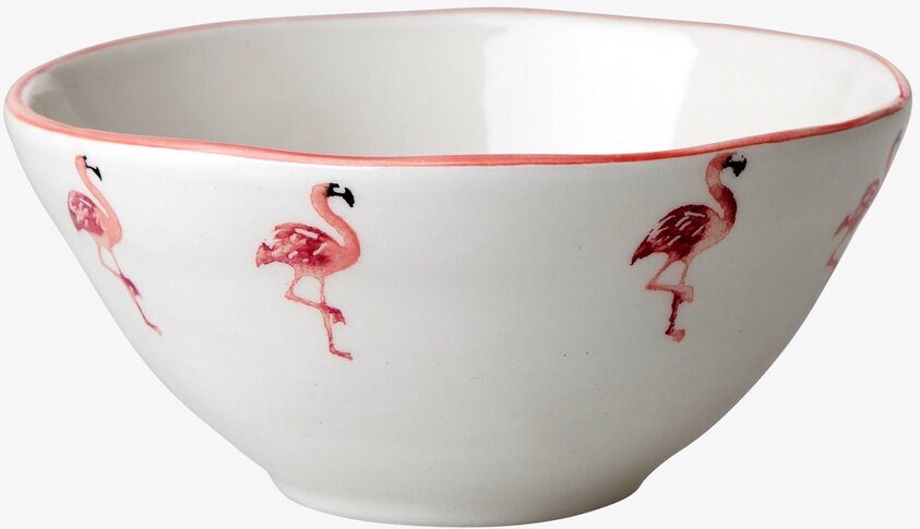 Keramikskål Flamingo från Rice med handmålade flamingor