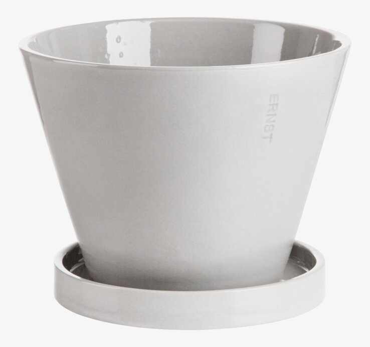 Kruka Med Fat Vit från Ernst, vit keramik med matchande fat