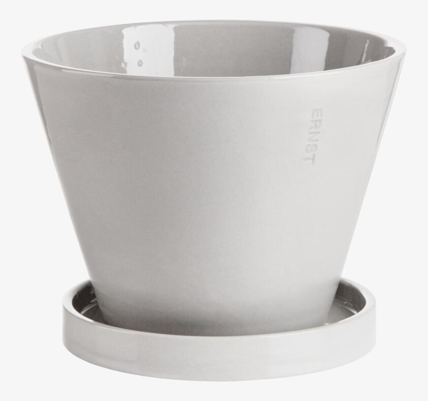 Kruka Med Fat Vit från Ernst, vit keramik med matchande fat