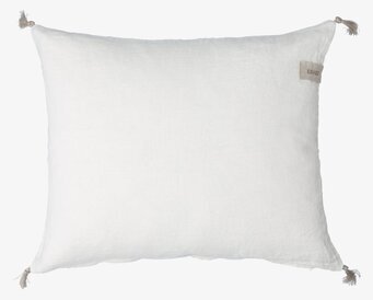 Kuddfodral Linne Vit från Ernst med tofsar och etikett