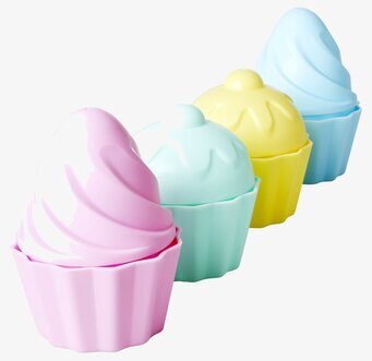 Sandformar Cupcakes från Rice i pastellfärger och olika former