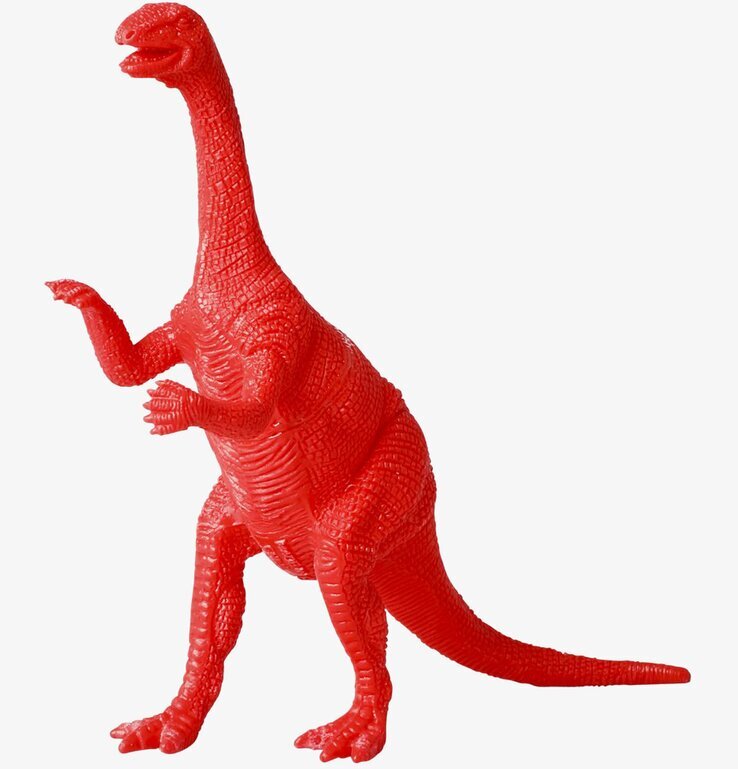 Dinosaurie från Rice, röd långhalsad leksak i plast