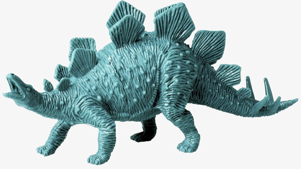 Dinosaurie från Rice, blå stegosaurus med detaljerade fjäll