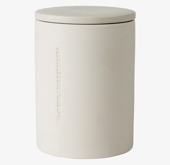 Förvaringsburk Vit från Ernst med präglad text och vitt lock