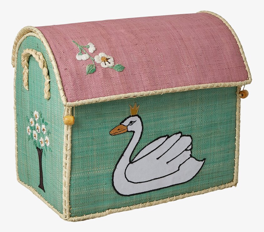Förvaringskorg Small Ugly Ducking från Rice, grön och rosa