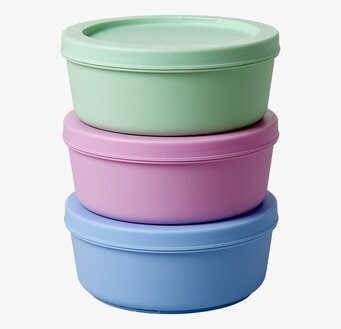 Matlådor Med Lock från Rice i pastellfärger, staplade tre