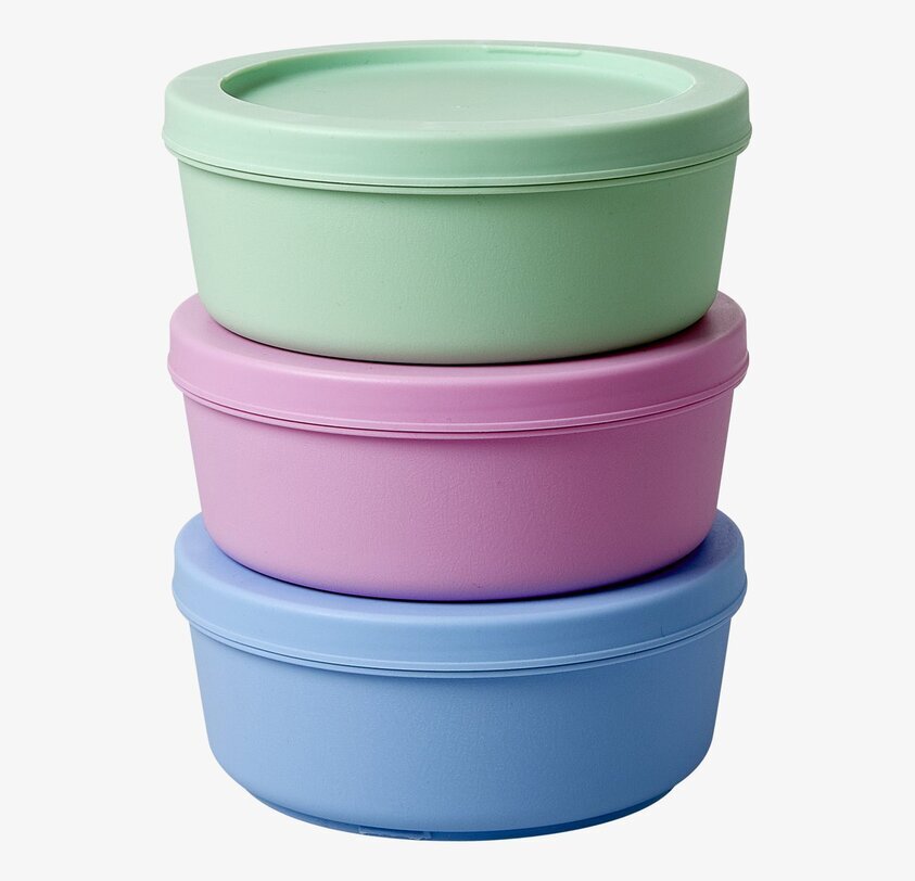 Matlådor Med Lock från Rice i pastellfärger, staplade tre
