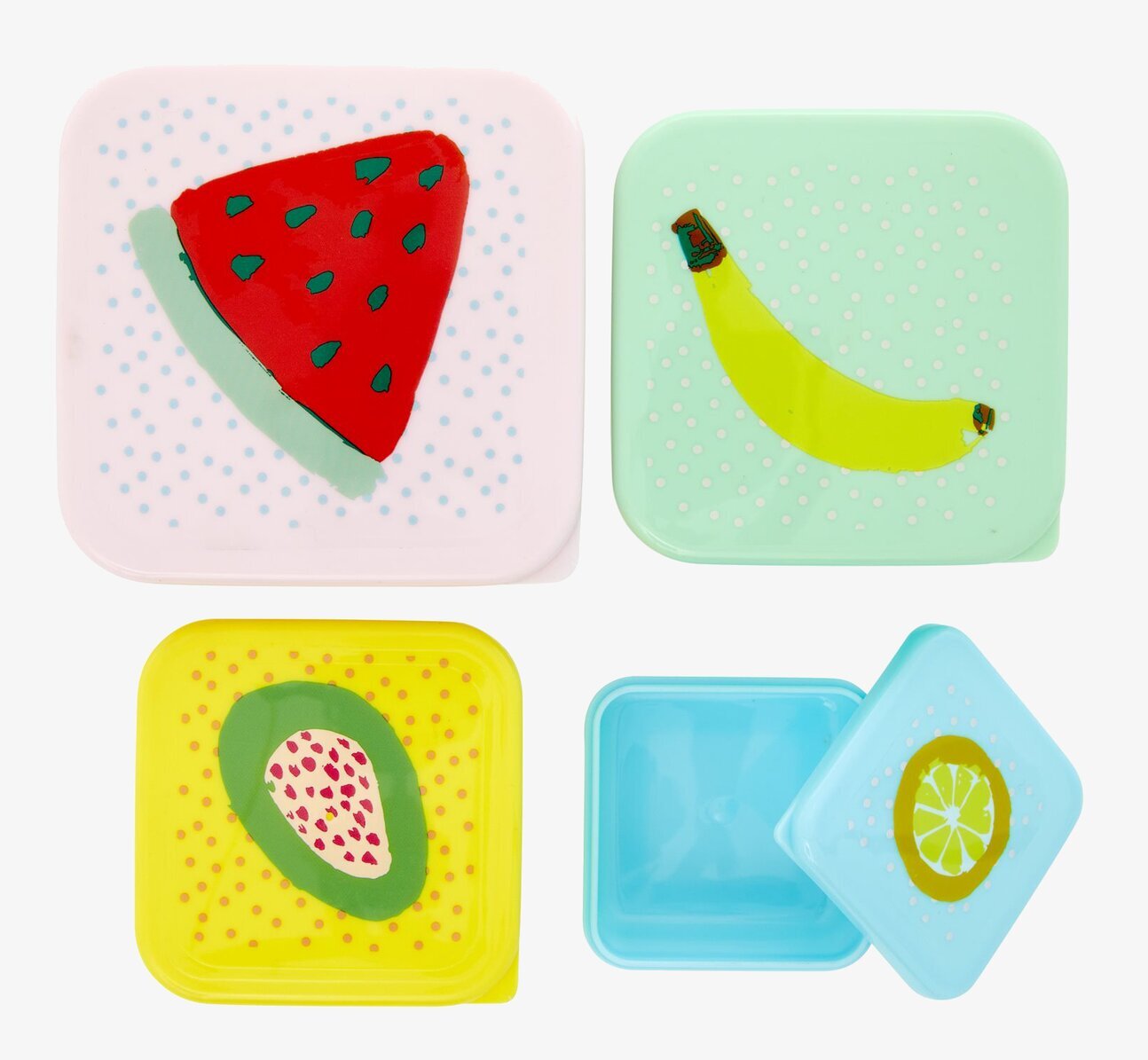 Matlådor 4-Pack från Rice med färgglada och lekfulla motiv