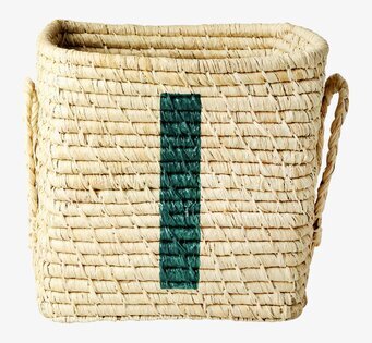 Bokstavskorg Raffia från Rice med bokstaven I i grönt