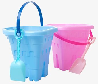 Sandset 2-Delar från Rice med färgglada hinkar och spadar